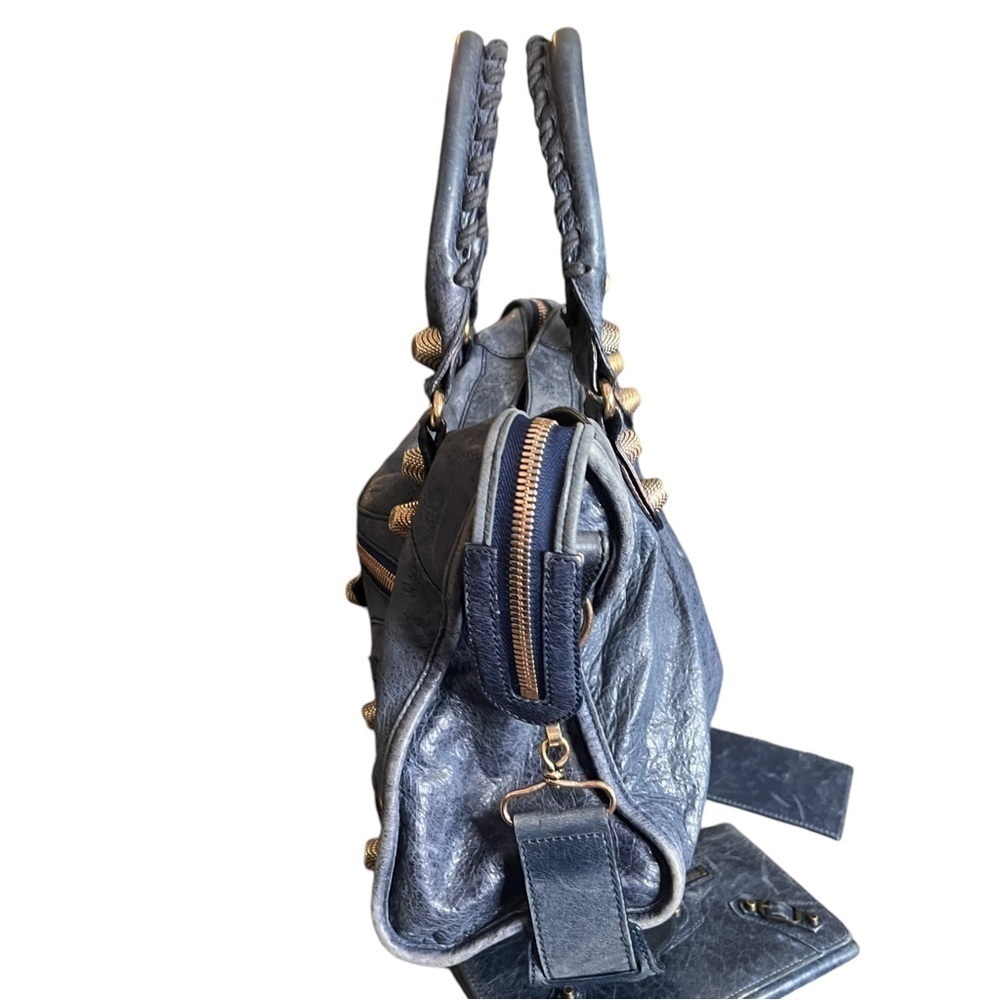 BALENCIAGA Moto Le City Giant Blue 
Lambskin Leather Handbag &  Wallet - Picture 6 of 17